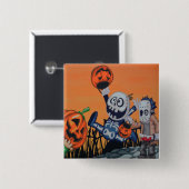 かわいいモンスターとカボチャ 缶バッジ (正面&裏面)