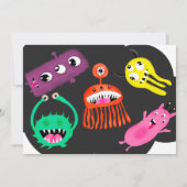 かわいいモンスターのイラストを使った5歳の誕生日パーティー 招待状 (裏面)