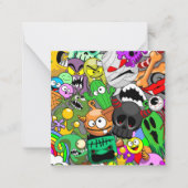 かわいいモンスターのキャラクター ハロウィン柄 ノートカード (正面)