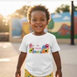 かわいいモンスターのグループ "Me and My Friends" ベビーTシャツ