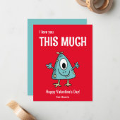 かわいいモンスターのハッピー バレンタイン デーの教室 ノートカード (正面/裏面インサイチュ)