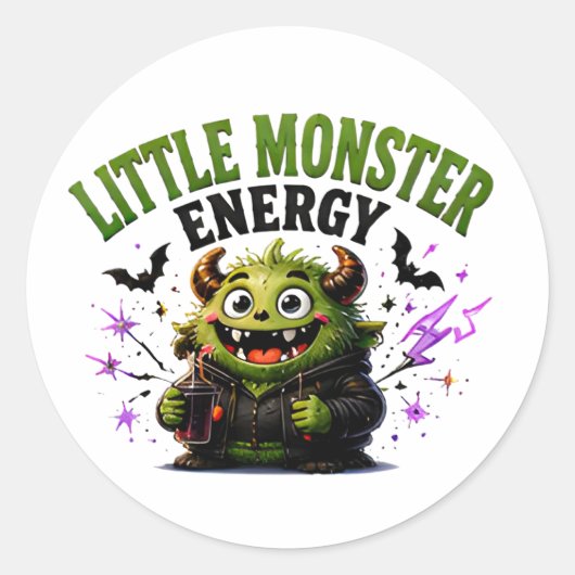 🎃 かわいいモンスターのハロウィンセリフ 👹 ラウンドシール (正面)