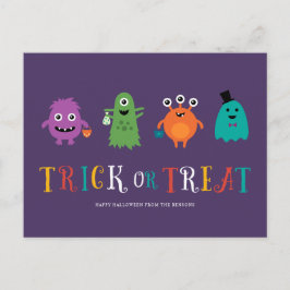 かわいいモンスターのハロウィン ポストカード