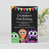 かわいいモンスターのバースデーパーティ招待状 招待状 (スタンド正面)