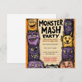かわいいモンスターのパーティー「Monster Mash Party」 招待状 (正面/裏面)