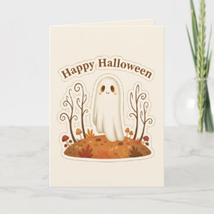 かわいいモンスターの不気味な秋の風景 ハッピー ハロウィン シーズンカード