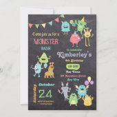 かわいいモンスターの子供たちの誕生日パーティー 招待状 (正面)