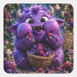 かわいいモンスターの幻想的な森の芸術 ベリー バンディット スクエアシール