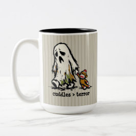 かわいいモンスターの幽霊のソックモンキーのおもちゃのフレーズ ツートーンマグカップ