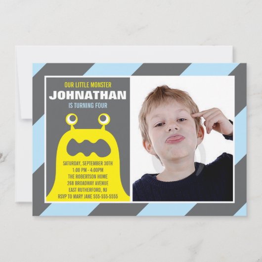 かわいいモンスターの招待状の少年 招待状 (正面)