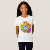 かわいいモンスターの水彩キッズTシャツ Tシャツ (正面フル)