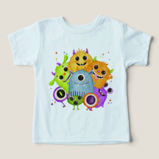 かわいいモンスターの水彩トドラーTシャツ