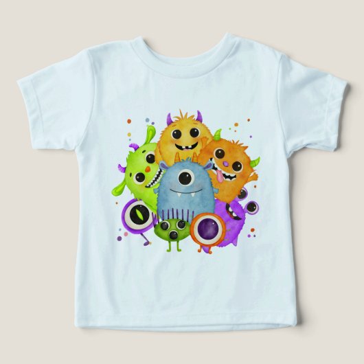 かわいいモンスターの水彩トドラーTシャツ (デザイン正面)