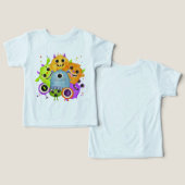 かわいいモンスターの水彩トドラーTシャツ (デザイン正面&裏面)