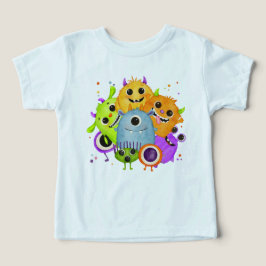 かわいいモンスターの水彩画の子供服Tシャツ