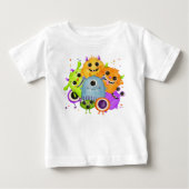 かわいいモンスターの水彩画の子供服Tシャツ ベビーTシャツ (正面)