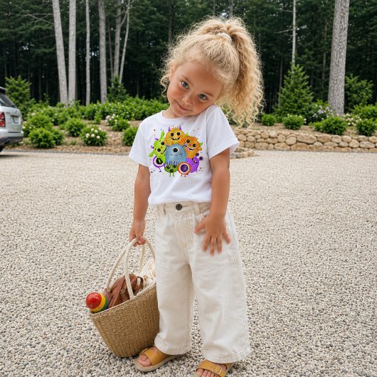 かわいいモンスターの水彩画の子供服Tシャツ ベビーTシャツ