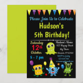 かわいいモンスターの誕生日の招待状 招待状 (正面/裏面)