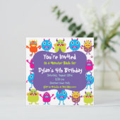 かわいいモンスターの誕生日パーティー招待状テンプレート 招待状 (スタンド正面)