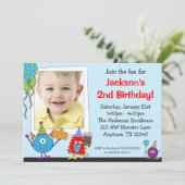 かわいいモンスターの誕生日パーティー招待状 招待状 (スタンド正面)