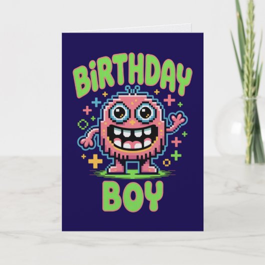 かわいいモンスターの誕生日ボーイカード カード (正面)