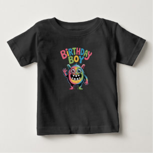 かわいいモンスターの誕生日ボーイズTシャツ ベビーTシャツ