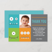 かわいいモンスターの顔は感謝していしています サンキューカード (正面/裏面)