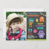 かわいいモンスターの1歳誕生日パーティー招待状 招待状 (正面)