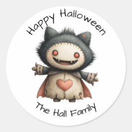 かわいいモンスターの“Happy Halloween”+名前 ラウンドシール