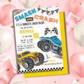 かわいいモンスターカーの9歳の誕生日 招待状