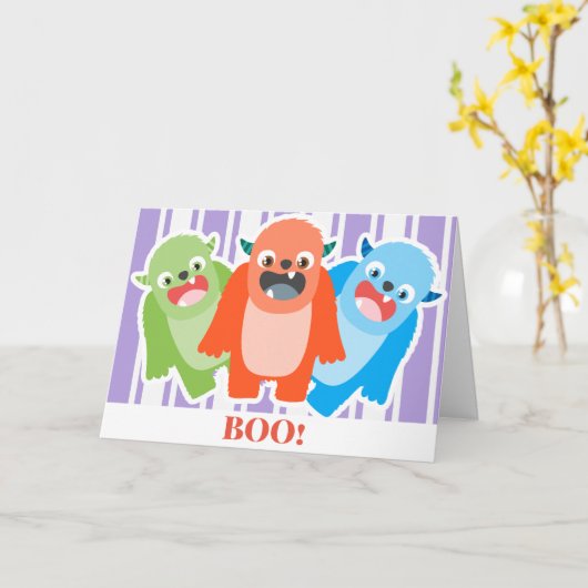 かわいいモンスターキッズハロウィーン カード (黄色い花)