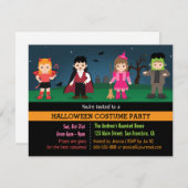 かわいいモンスタースキッズハロウィンコスチュームパーティー 招待状 (正面/裏面)