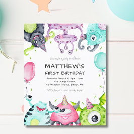 かわいいモンスターズキッドの誕生日パーティの招待状