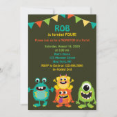 かわいいモンスターズバースデーパーティーの招待状 招待状 (正面)