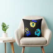 かわいいモンスターズ緑のティール(緑がかった色)ブルーイエローオンブラック クッション (椅子)