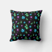 かわいいモンスターズ緑のティール(緑がかった色)ブルーパープルオンブラック クッション (裏面)