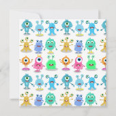 かわいいモンスターズ1種類の誕生日招待状 招待状 (裏面)