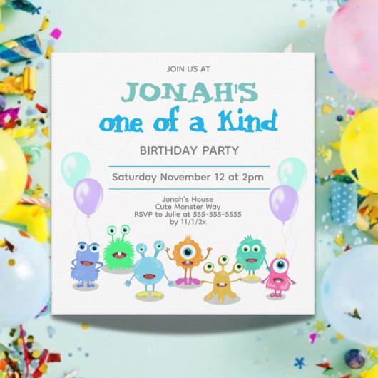 かわいいモンスターズ1種類の誕生日招待状 招待状