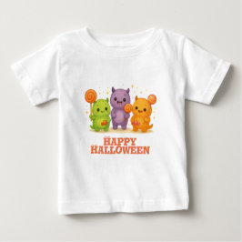 かわいいモンスターズ&棒つきキャンデーハロウィーンフェイバーバッグ ベビーTシャツ