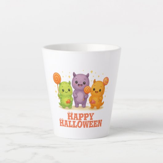 かわいいモンスターズ&棒つきキャンデーハロウィーン カフェラテマグ (正面)