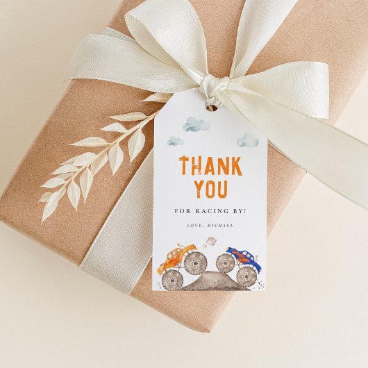 かわいいモンスタートラックの誕生日 ギフトタグ