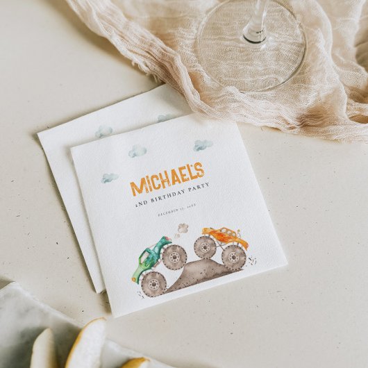 かわいいモンスタートラック誕生日 スタンダードランチョンナプキン