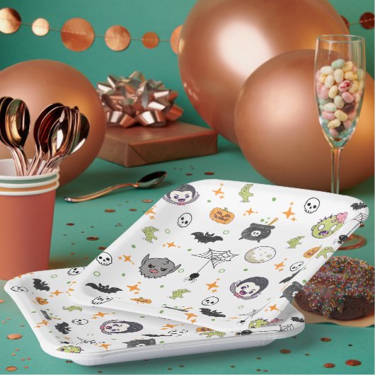 かわいいモンスターハローウィンパーティプレート ペーパープレート (複数)