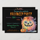 かわいいモンスターハローウィンパーティ 招待状 (正面/裏面)