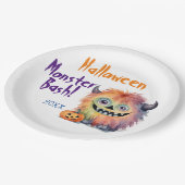 かわいいモンスターバッシュハローウィンパーティ ペーパープレート (アングル)