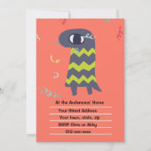 かわいいモンスターバースデーパーティーへの招待 招待状 (裏面)