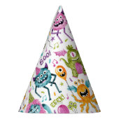 かわいいモンスターバースデーパーティーパターン パーティーハット (左)