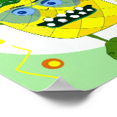 かわいいモンスターパイナップルイラストレーション ポスター (角)