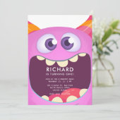 かわいいモンスターピンクをテーマにした誕生日パーティー 招待状 (スタンド正面)