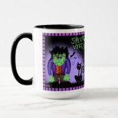 かわいいモンスターブラックキャットパープル不気味カスタマイズ マグカップ (左)